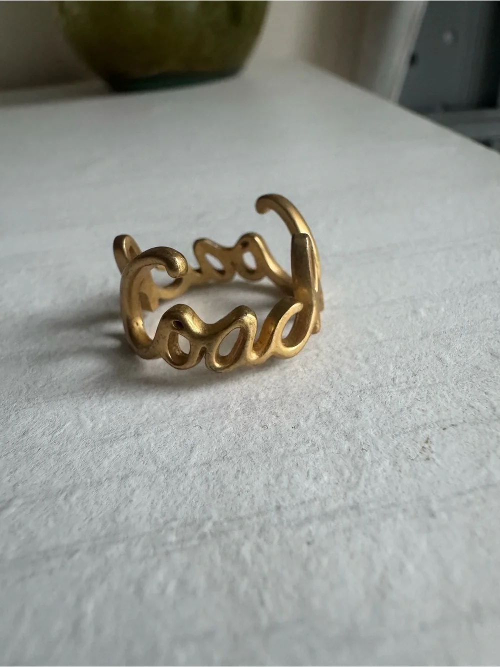 Vintage Coach Gold-Tone Script Cursive Name Statement Ring - Size 7